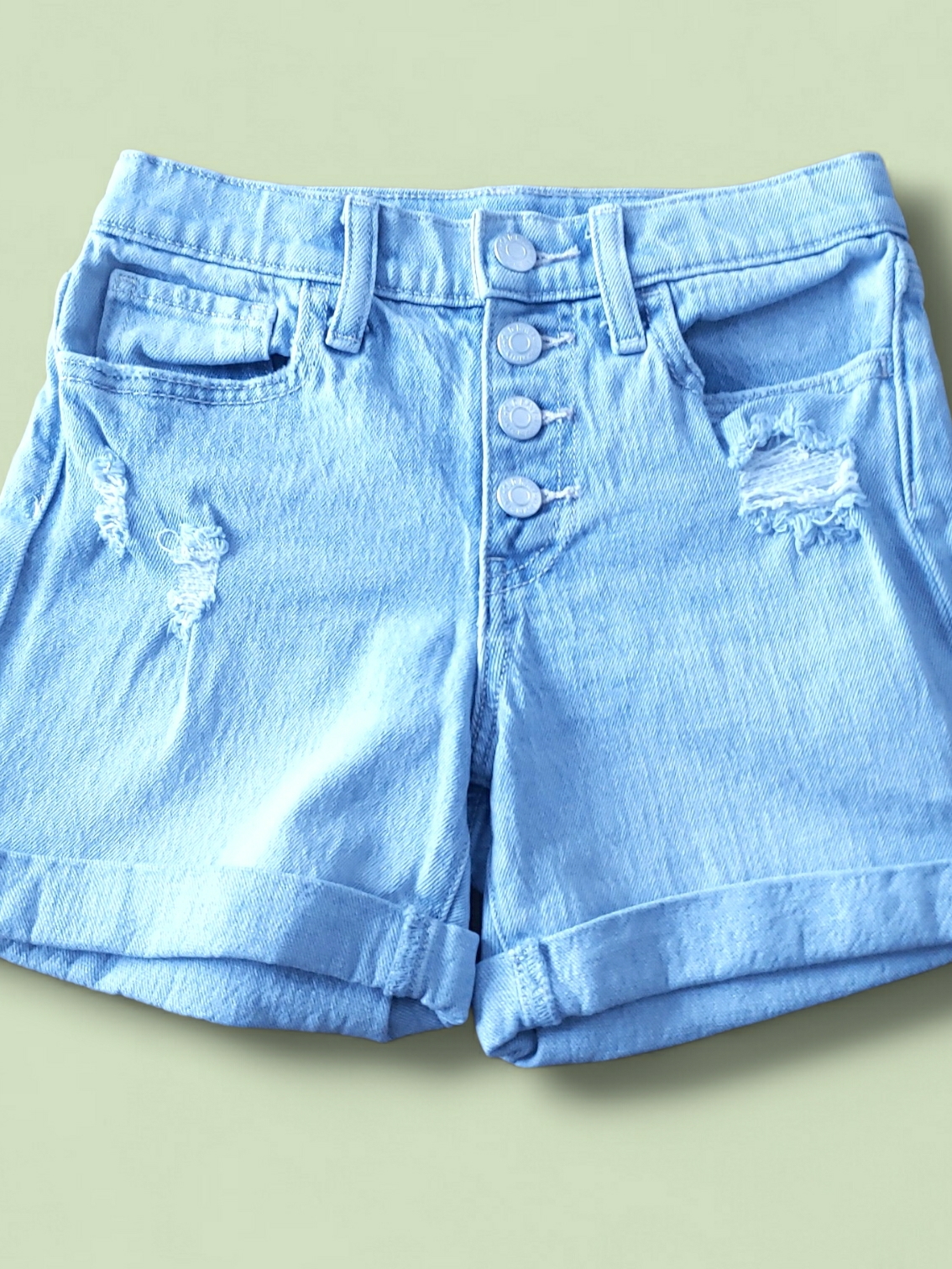 Youth Old Navy Light Blue Button-Front Denim Shorts Size 10 Girls Nwot